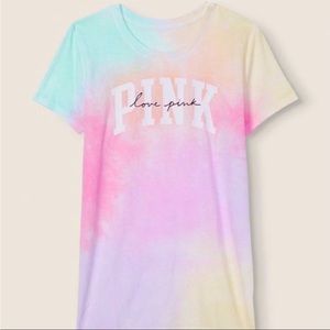 Pink Victoria’s Secret tee shirt Large women’s New rainbow